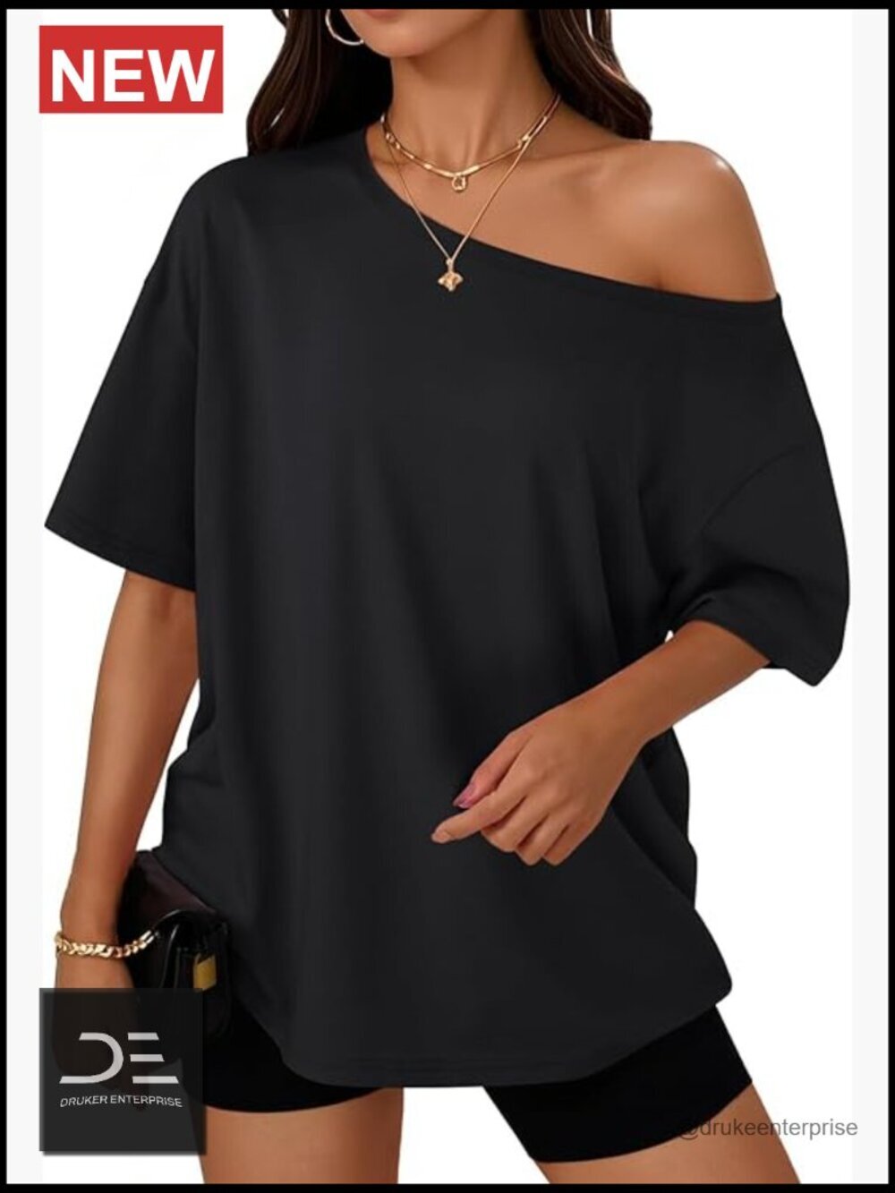 Off Shoulder Oversized T-Shirt Short Sleeve Summer Tee